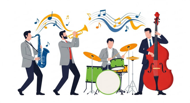 jazz band playing music with instruments clip art preview