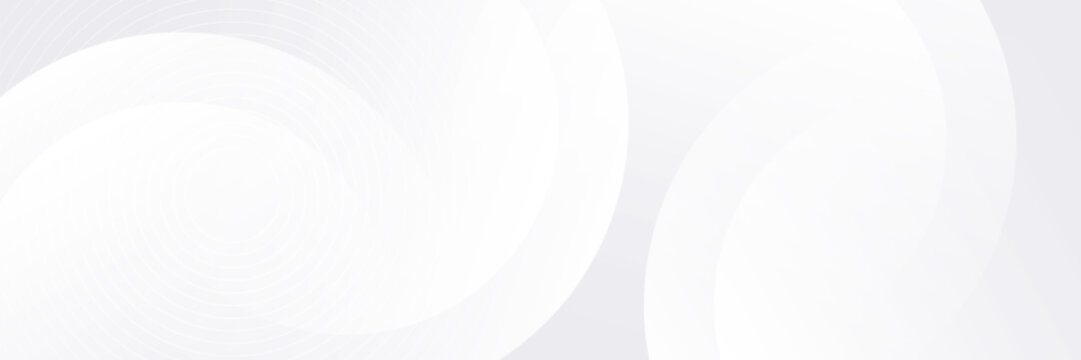 Abstract modern white background with circles and circular stripes. Vector illustration wide banner graphic design template for presentation, annual report, wallpaper, banner, background or cover.