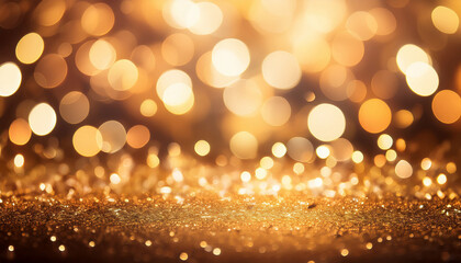 A Shimmering Background Of Golden Bokeh Lights Creates A Festive And Luxurious Atmosphere Perfect For Celebrations Or Elegant Designs