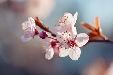 Delicate cherry blossoms in soft focus