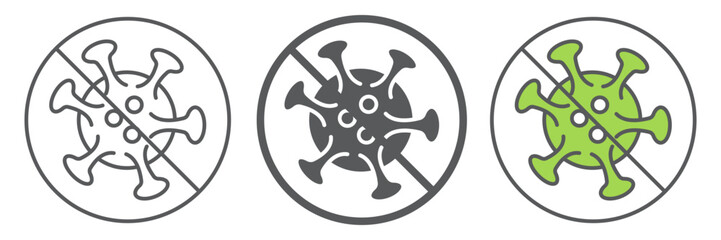 Coronavirus Prohibit sign icons, virus and dangerous, stop coronavirus sign, vector graphics, a linear pattern on a white background, eps 10.