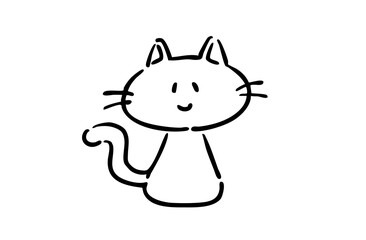 猫のシンプルな線画イラスト