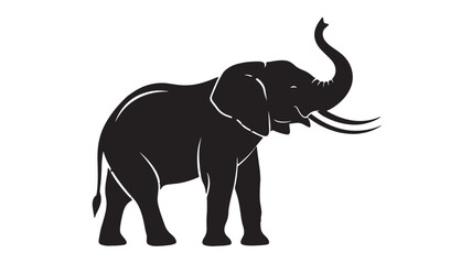 Fototapeta premium Elephant silhouette vector illustration African animal logo design Black and white style Isolated on white bac