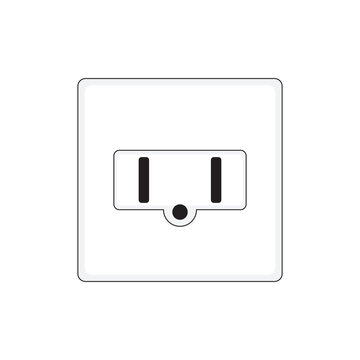 Type B electrical socket outlet vector illustration featuring two flat parallel slots and a grounding hole, perfect for technical diagrams, standards reference, and educational energy system designs.