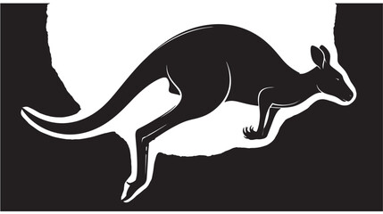 Jumping Kangaroo Silhouette Vector illustration Black and white design Australian animal wildlife graphic Mini