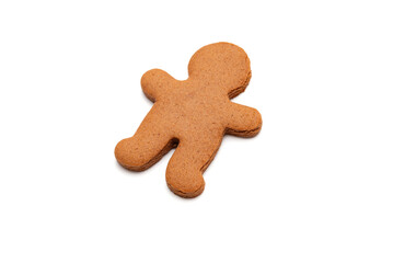 Gingerbread man cookie isolated on a white background