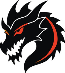 Dragon Head Icon Vector, Fierce Dragon Outline, Mythical Dragon Logo, Dragon Head Silhouette, Fantasy Creature Emblem