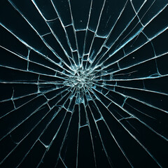"Shattered Glass Impact &ndash; Abstract Fracture Pattern on Dark"