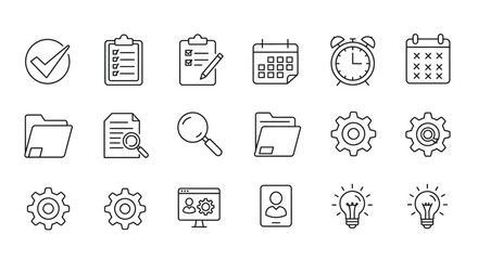 Office, Planning, and Time Outline Icons