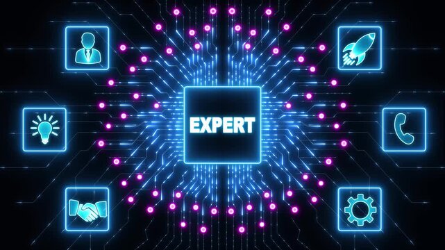 Business, Technology, Internet and network concept. Consulting Expert Advice Support Service.Abstract glowing blue circuit board background