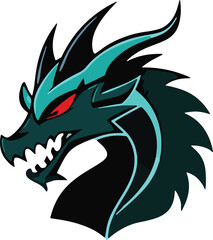 Dragon Head Icon Vector, Fierce Dragon Outline, Mythical Dragon Logo, Dragon Head Silhouette, Fantasy Creature Emblem