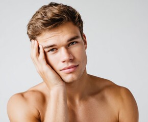 A  close-up portrait of a light-skinned man with a thoughtful expression.