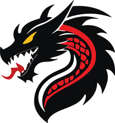 Dragon Head Icon Vector, Fierce Dragon Outline, Mythical Dragon Logo, Dragon Head Silhouette, Fantasy Creature Emblem