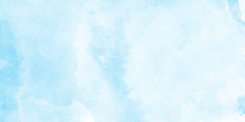 Abstract watercolor blue sky, painterly clouds and gradient, white clouds in a gentle watercolor style image, watercolor painting of a bright blue sky above a landscape of soft.