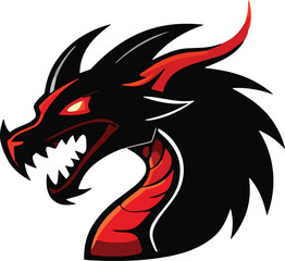 Dragon Head Icon Vector, Fierce Dragon Outline, Mythical Dragon Logo, Dragon Head Silhouette, Fantasy Creature Emblem