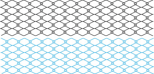 Fototapeta premium Seamless metal chain link fence. Metal lattice with rhombus, diamond shape silhouette. Steel texture design for fences, cages, and grates. Flat vector illustration on transparent background 