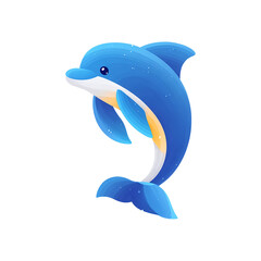 Obraz premium Cartoon dolphin minimal, transparent background, vector icon style, clean minimal, isolated object