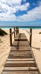 Wooden walkway leading to a beach