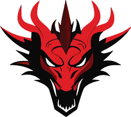 Dragon Head Icon Vector, Fierce Dragon Outline, Mythical Dragon Logo, Dragon Head Silhouette, Fantasy Creature Emblem