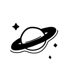 Saturn Planet Illustration – Cute Cartoon Saturn Doodle with Rings for Astronomy and Kids Learning