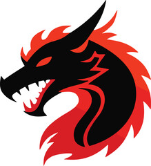 Dragon Head Icon Vector, Fierce Dragon Outline, Mythical Dragon Logo, Dragon Head Silhouette, Fantasy Creature Emblem