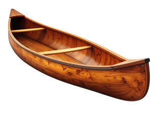  “Traditional Wooden Canoe Watercraft, isolated on a transparent background”.