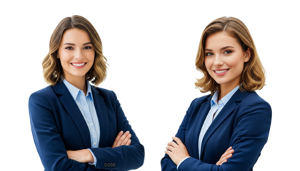 portrait of two business women isolated on white