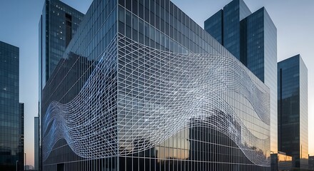 Modern architecture - A glass building with a unique design.