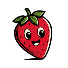 Obraz premium A cheerful cartoon strawberry with a joyful expression.