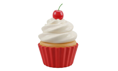 3D Cupcake with Cream Frosting and Cherry
