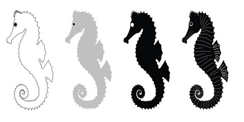 Creative sea horse silhouette for innovative artistic designs - horse illustration - minimalist horse art vector


