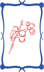 Ink drawn vector doodle stamp. Perfect for websites, apps, posters, and more. Christmas winter. Holly berry 