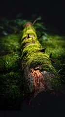 Obraz premium Moss covered log in forest sunlight nature photography