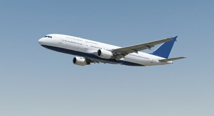 Obraz premium Airplane flying in clear blue sky