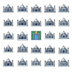 Pattern of Taj Mahal Icons with a Single Contrasting Door Icon.
