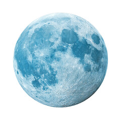 Blue moon with texture. Isolated white background. Png format