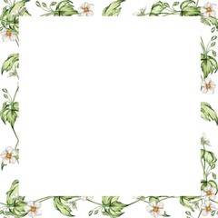 Watercolor bright illustration of autumn blooming frame