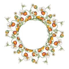 Watercolor bright illustration of an autumn blooming circle