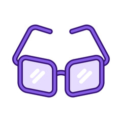 Square purple glasses Flat design style chunky square purple frames for modern eyewear icons fashion UI and product mockups