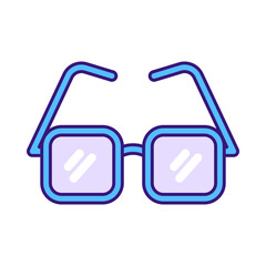 Square blue glasses Flat design style double rim square blue frames for contemporary accessory art tech avatars and trendy illustrations 
