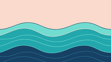 Abstract wavy lines in pastel and blue tones waves