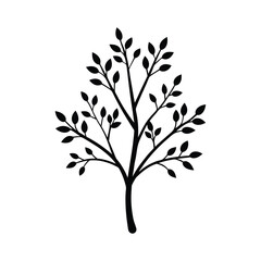Tree branch part silhouette vector illustration
