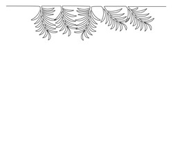 Continuous line art of Christmas ornamental plants. This icon is for festive Christmas decorations.