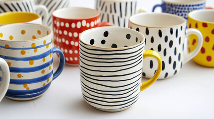 カラフル模様の楽しいマグカップコレクション