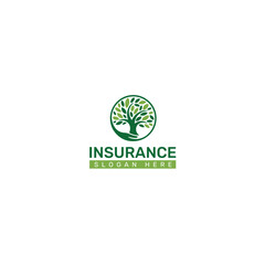 Green Circle Tree Insurance Logo Design – Protection and Growth Concept
