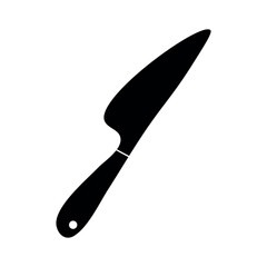 Black silhouette kitchen knife on white background
