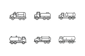 vintage tanker truck icon line art vector illustration