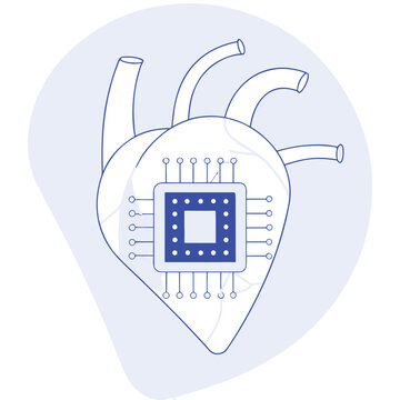 blue heart with circuit board clip art preview