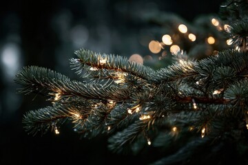 Branches and lights christmas tree pine.