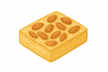 Almond blondie bar, sweet dessert pastry, baked food illustration, delicious snack, transparent background
